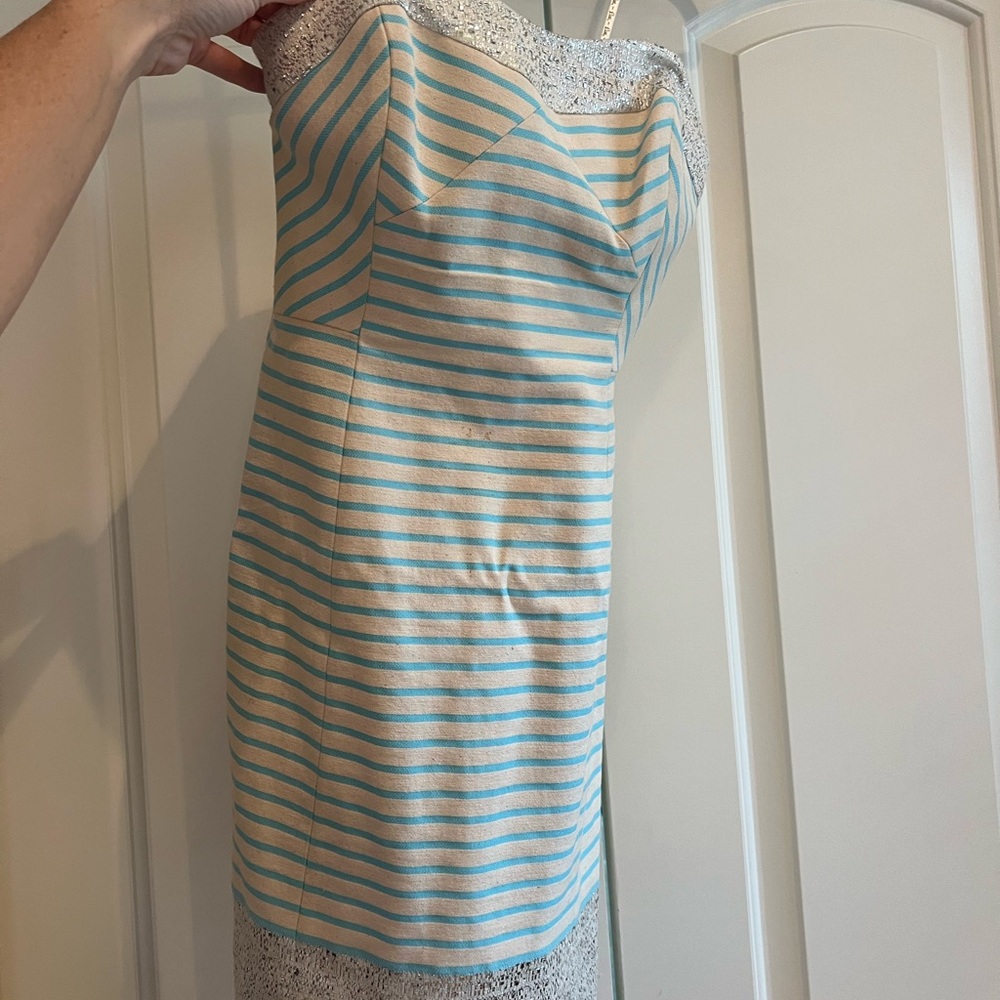 Lilly Pulitzer Blue and White Striped Mini Dress